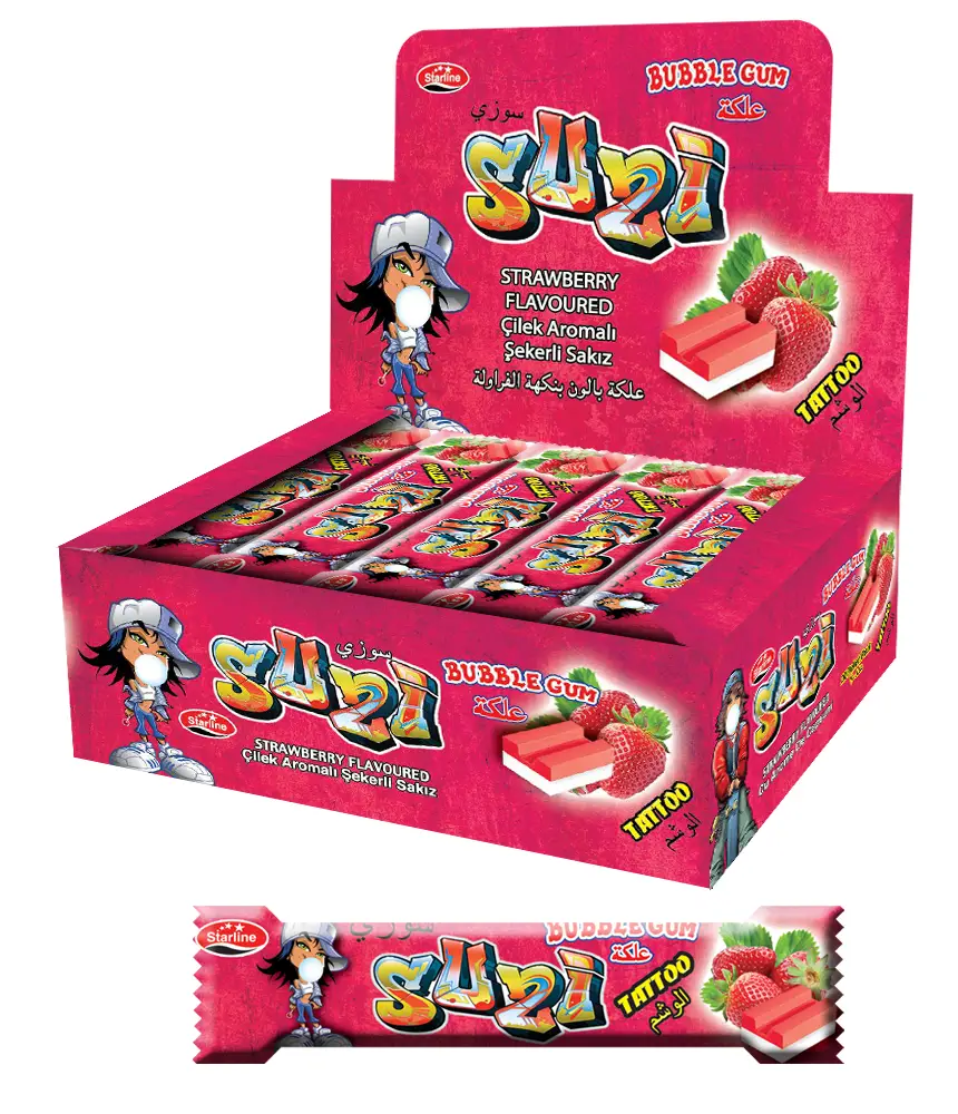 Suzi 4s Strawberry Flavoured Bubble Gum(with Tattoo)