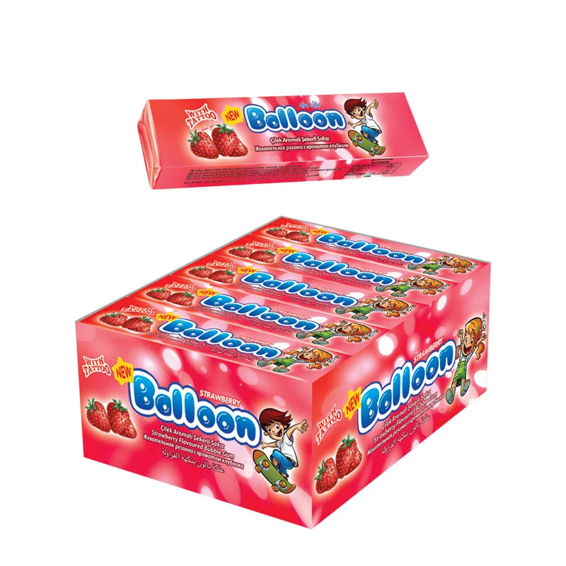 NEW BALLOON STRAWBERRY FLAVOURED BUBBLE GUM(with tattoo)