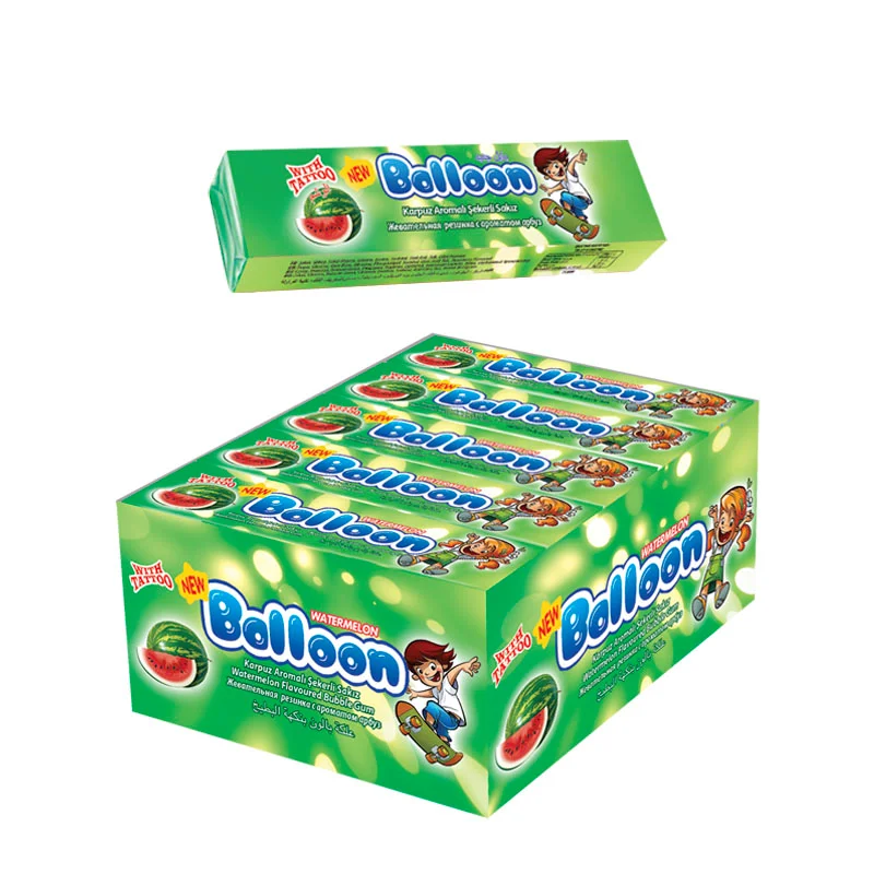 NEW BALLOON WATERMELON FLAVOURED BUBBLE GUM(with tattoo)