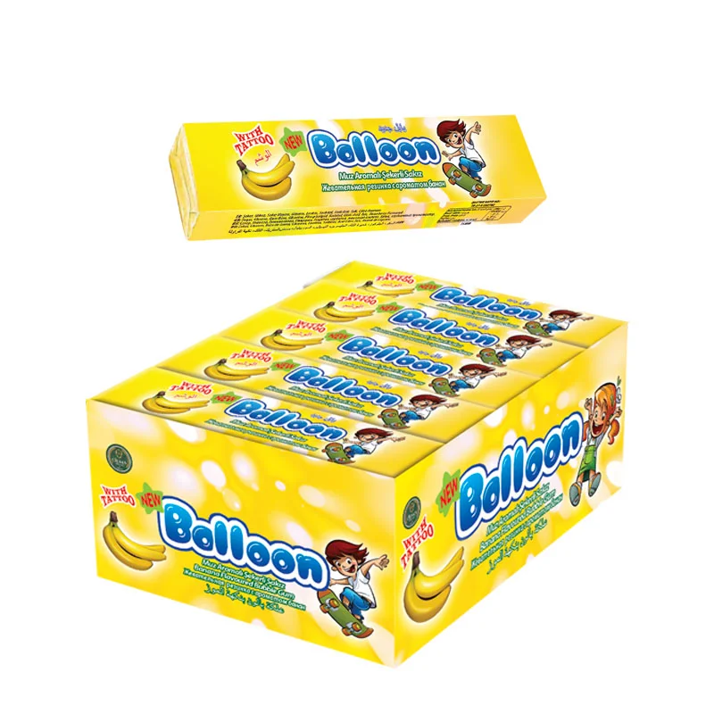 NEW BALLOON BANANA FLAVOURED BUBBLE GUM(with tattoo)