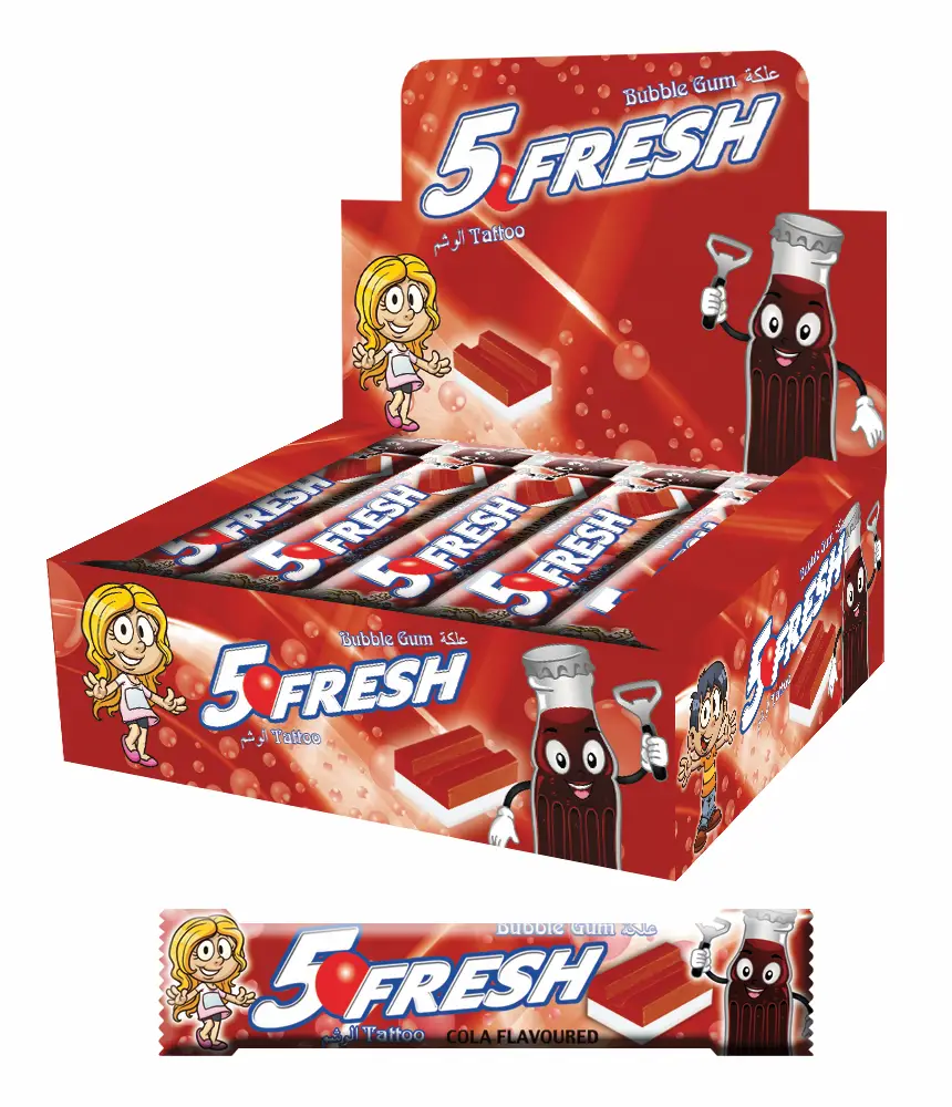 5 Fresh 5s Cola Flavoured Bubble Gum(with Tattoo)
