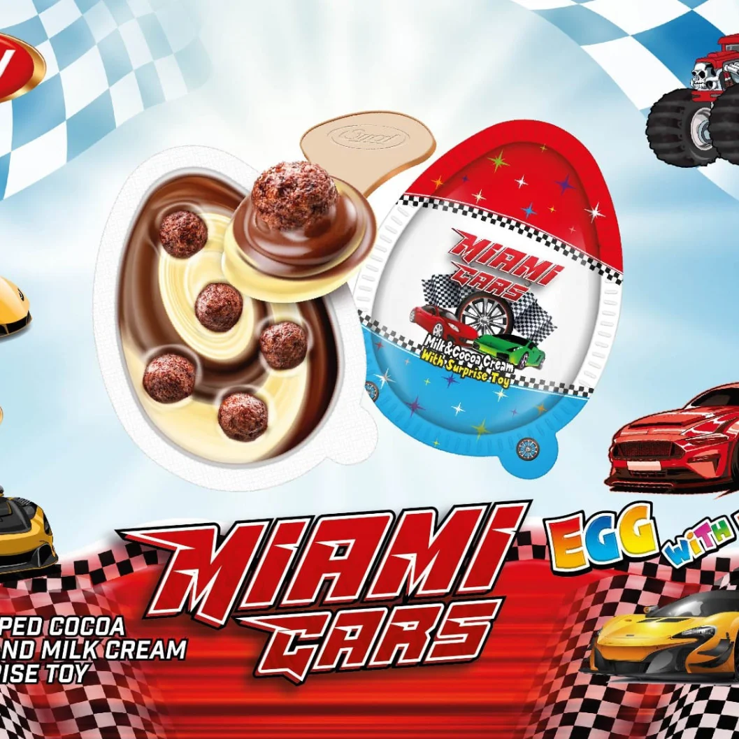 Miami Cars Platic Egg (cream Chocolate With Toys